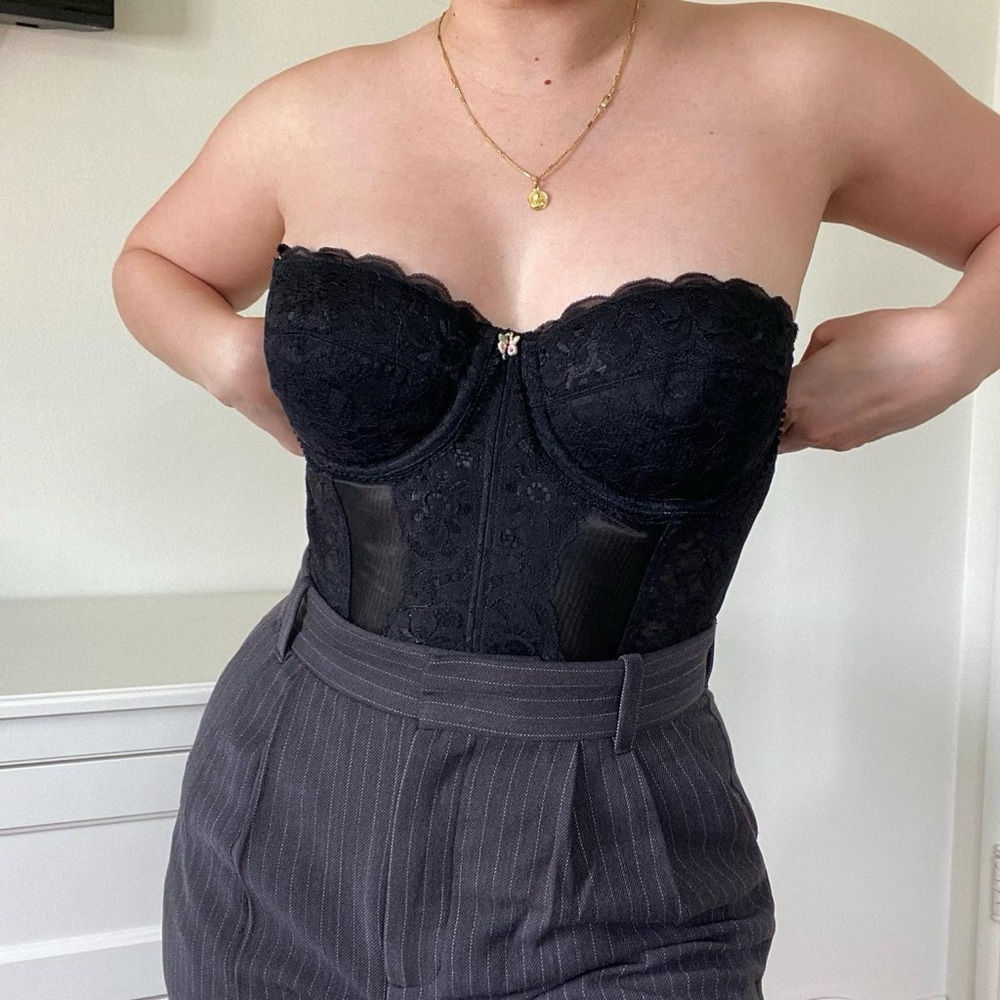 Vintage 90s Black Lace Bustier Top